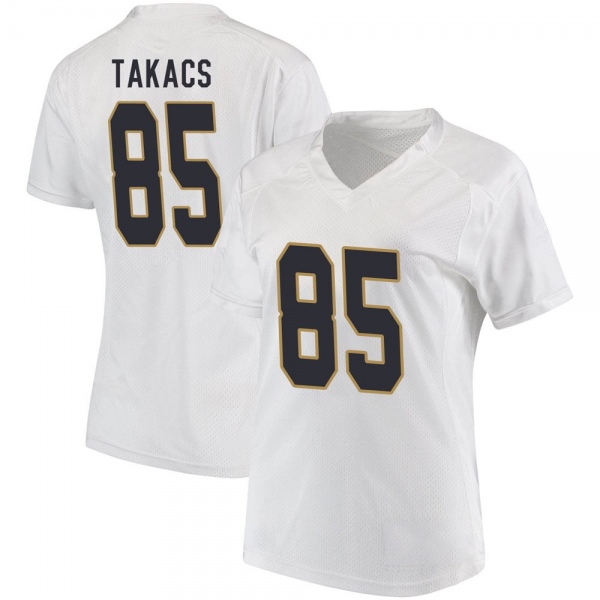 George Takacs Notre Dame Fighting Irish NCAA Women's #85 White Replica College Stitched Football Jersey NNX6355QV